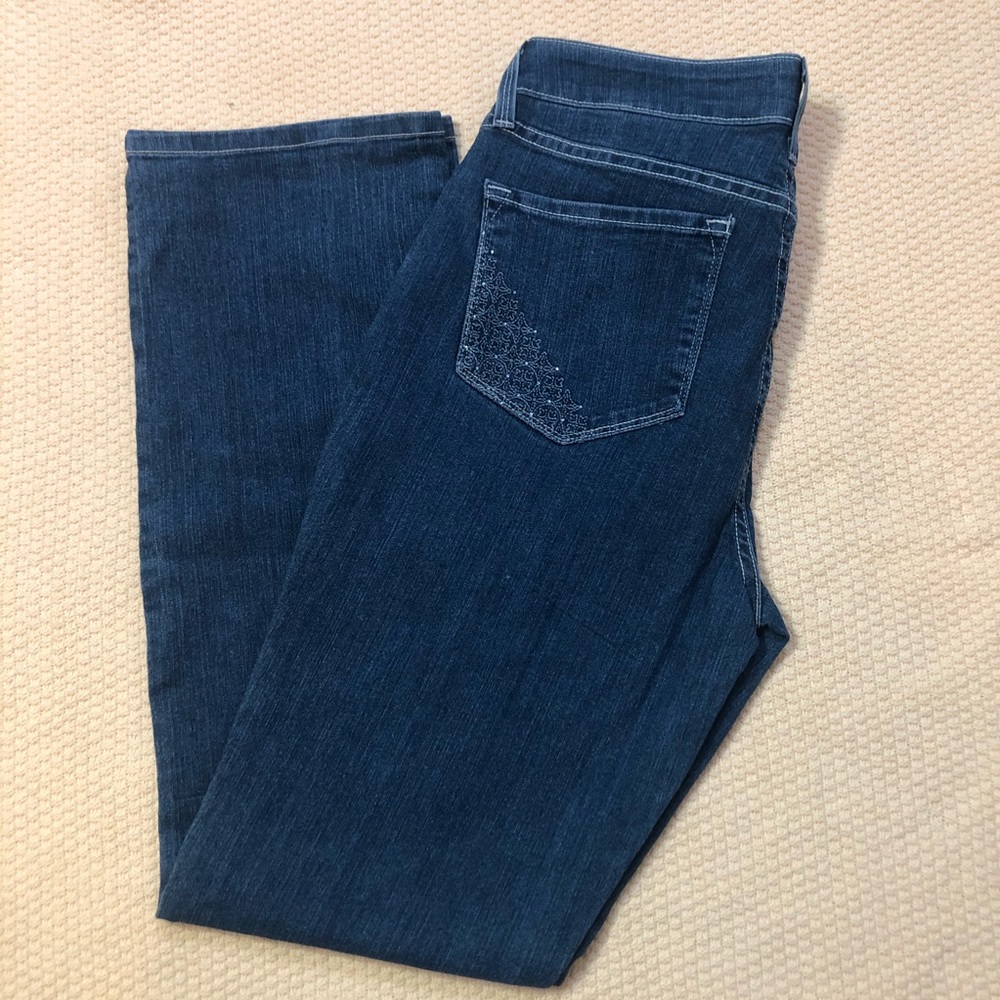 NYDJ  straight leg denim jeans with glitter design pockets